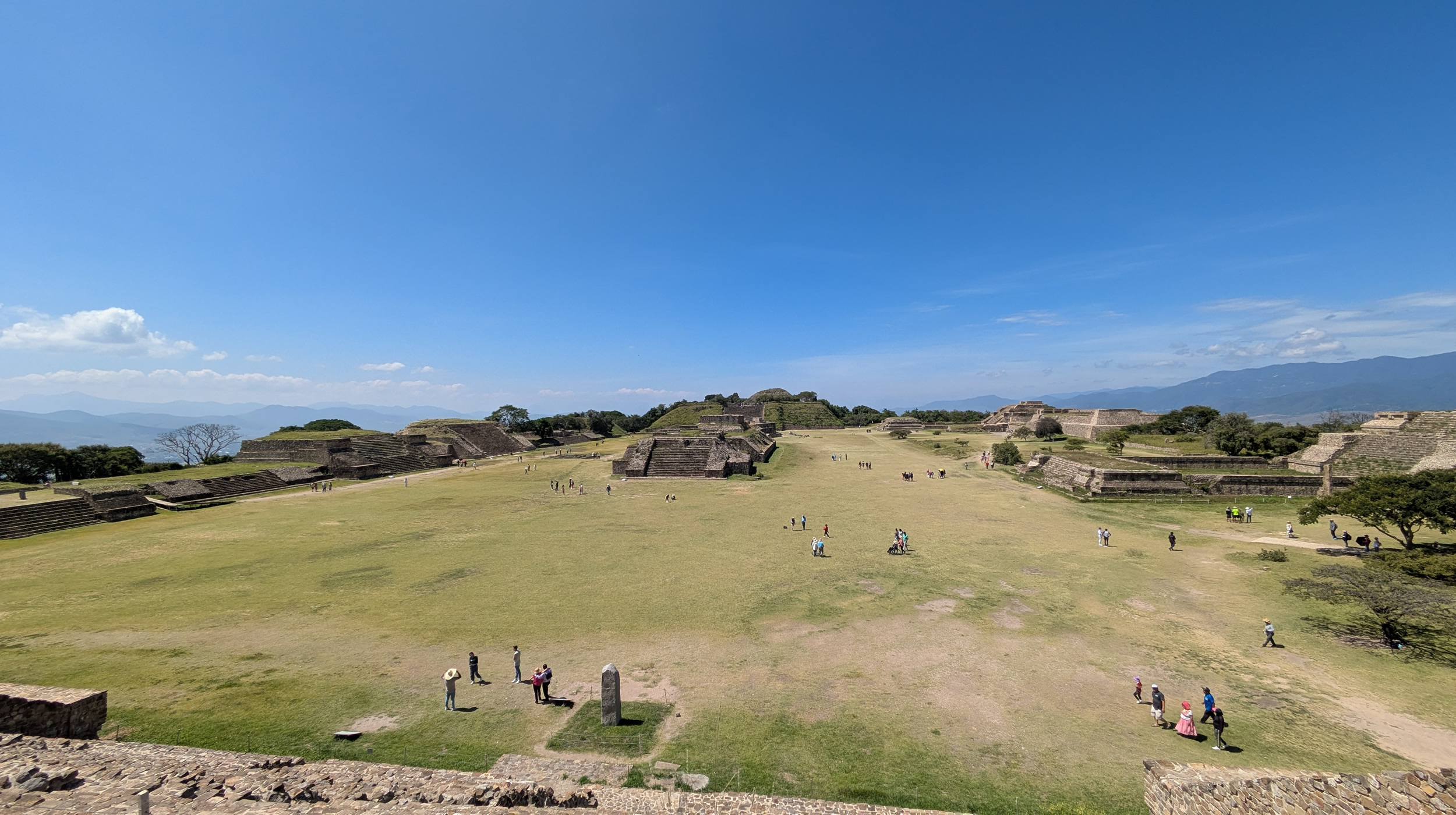 The Gran Plaza and monumental platforms of Monte Albán above the Oaxaca Valley